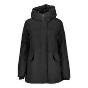 Woolrich Svart Huva Jacka med Logo Black, Dam