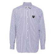 Comme des Garçons Play Randig Svart Hjärta Långärmad Skjorta Blue, Dam