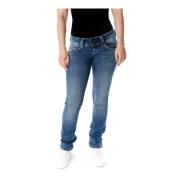 Pepe Jeans Låg Midja Straight Fit Jeans Blue, Dam