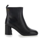 Pinko Svarta Läder Ankelboots Black, Dam