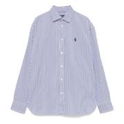 Polo Ralph Lauren Blårandig Poplin Skjorta Blue, Dam