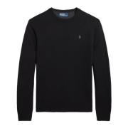 Ralph Lauren Svart Tröja med Mocka Kant Black, Herr