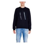 Armani Exchange Svart Print Rund Hals Sweatshirt Black, Herr