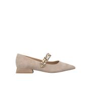 Alma EN Pena Platt ballerina med strassrem Beige, Dam