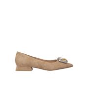 ALMA EN PENA Crystal Toe Ballerina Flats Brown, Dam