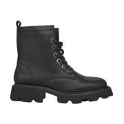 ALMA EN PENA Track sole lace-up leather boots Black, Dam