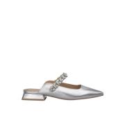 ALMA EN PENA Jeweled Pointed Flat Mule Gray, Dam