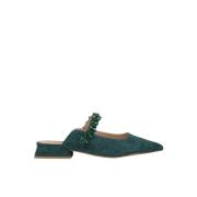 ALMA EN PENA Crystal Flat Mule Shoe Green, Dam