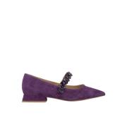 Alma EN Pena Platt ballerina med strassrem Purple, Dam