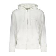 Calvin Klein Vit Hoodie med Dragkedja och Logo White, Herr