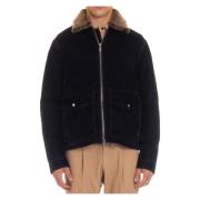 Moorer Blå Zip Jacka med Avtagbar Shearling Krage Blue, Dam