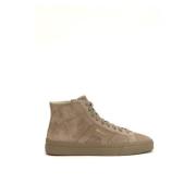 Santoni Dubbel spänne sneaker i Greige mocka Beige, Herr