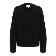 My Essential Wardrobe Svart Stickad Pullover Tröja Black, Dam