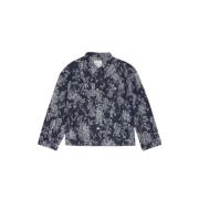 The New Society Blommig Jacquard Denimjacka Blue, Dam