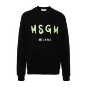 Msgm Avslappnad Bomullsweatshirt Black, Herr