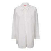 Diesel Oversized Skjorta med Broderad Logotyp White, Dam