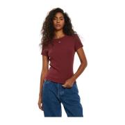 Tommy Jeans Räfflad T-shirt - Röd Brown, Dam