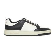 Saint Laurent Perforerade Lädersneakers i Svart Vitt White, Herr