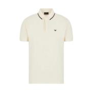 Emporio Armani Merceriserad Piqué Polo med Beige Örn Beige, Herr