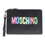 Moschino Svart Logo Pochette Väska Black, Herr