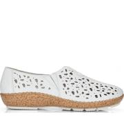 Rieker Vita Läder Platta Sandaler White, Dam