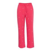 Saint Tropez Avslappnade Sweatpants med Broderade Hjärtan Pink, Dam