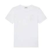 Dondup Vit T-shirt med Broderad Logotyp White, Dam