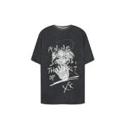 Anine Bing Svart Oversized Tee Kent Spirit Black, Dam