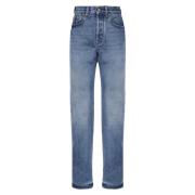 Jacquemus Hög Midja Straight Leg Denim Jeans Blue, Dam