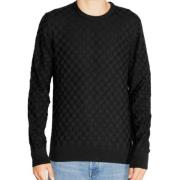 Calvin Klein Basket Weave Cotton-Wool Sweater Black, Herr