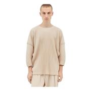 Issey Miyake Veckad Crewneck Topp Beige, Herr