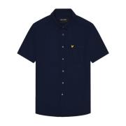 Lyle & Scott Kortärmad Korgväv Skjorta Blue, Herr