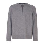 JW Anderson Grå Zip Tröja Raglan Ärmar Gray, Herr