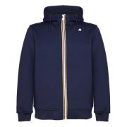 K-Way Marinblå Dragkedja Huva Sweatshirt Jacka Blue, Herr