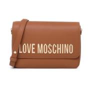 Love Moschino Brun Axelväska med Metalliskt Logotyp Brown, Dam