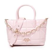 Love Moschino Rosa Quiltad Handväska med Dubbla Remmar Pink, Dam