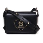 Love Moschino Svart Axelväska med Klaffstängning Black, Dam