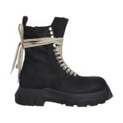 Rick Owens Svarta Läder Army Tractor Boots Black, Herr