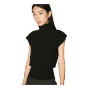 Rick Owens Stickad Turtleneck Topp Black, Dam