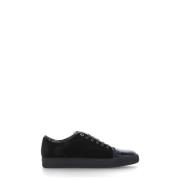 Lanvin Svarta Bomulls Sneakers Polerad Rund Tå Black, Herr