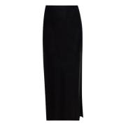 Twinset Svart Midi Kjol med Sidoslits Black, Dam