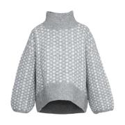 Hést Mörkgrå Melange Logo Sweater Gray, Dam