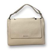 Orciani Medium Sveva Soft Läder Axelväska Beige, Dam