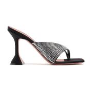 Amina Muaddi Kristalldekorerade Mules Black, Dam