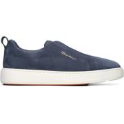 Santoni Blå Mocka Clean Icon Sneakers Blue, Herr