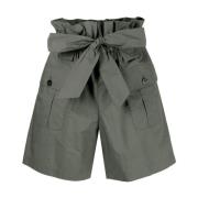 Emporio Armani Högmidjade poplin bälte shorts Green, Dam