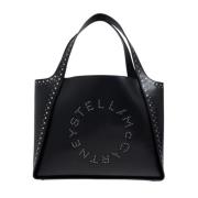 Stella McCartney Studded Logo Faux Leather Tote Bag Black, Dam