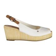 Tommy Hilfiger Vit Kil Sandal med Spänne Stängning White, Dam