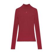 Courrèges Röd Solar Tröja Bomull Ull Bordeaux Red, Dam