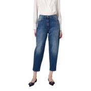 Elisabetta Franchi Hög Midja Stretch Boyfriend Jeans Blue, Dam